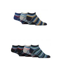 Mens 7 Pair Jeff Banks Striped Recycled Cotton Trainer Socks with Arch Supports Stripe Multi 6-11