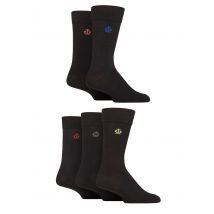Mens 5 Pair Jeff Banks Plain Recycled Cotton Socks Black 7-11 Mens