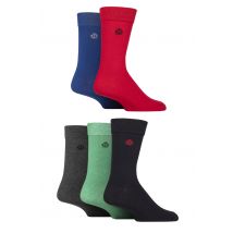 Mens 5 Pair Jeff Banks Plain Recycled Cotton Socks Red / Blue / Navy 7-11 Mens