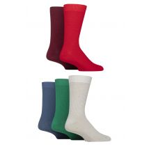 Mens 5 Pair Jeff Banks Cotton Blend Crew Socks Red / Plum / Grey 7-11 Mens