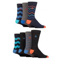 Mens 7 Pair Jeff Banks Recycled Cotton Patterned Socks Zig Zag Stripes Navy 7-11 Mens