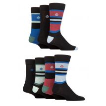 Mens 7 Pair Jeff Banks Recycled Cotton Patterned Socks Block Stripe Black 7-11