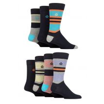 Mens 7 Pair Jeff Banks Recycled Cotton Patterned Socks Block Stripe Navy 7-11