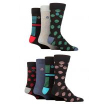 Mens 7 Pair Jeff Banks Recycled Cotton Patterned Socks Striped Spots Black 7-11