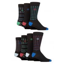 Mens 7 Pair Jeff Banks Recycled Cotton Patterned Socks Double Dots Black 7-11