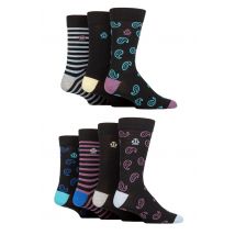 Mens 7 Pair Jeff Banks Recycled Cotton Patterned Socks Swirl Black 7-11