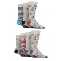 Mens 7 Pair Jeff Banks Recycled Cotton Patterned Socks Swirl Light Grey 7-11