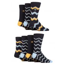 Mens 7 Pair Jeff Banks Recycled Cotton Patterned Socks Diagonal Stripes Navy 7-11