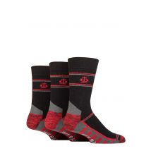 Mens 3 Pair Jeff Banks Recycled Cotton Cushioned Durable Work Socks Black / Red 7-11