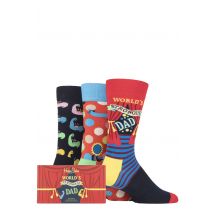 Mens 3 Pair Happy Socks Fathers Day Gift Boxed Cotton Socks Assorted 7-11 Mens