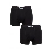Mens 2 Pack Jeep Cotton Plain Fitted Hipster Trunks Black / Black S