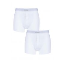 2 Pack White Cotton Plain Fitted Button Front Trunk Boxer Shorts Men's Small - Jeep