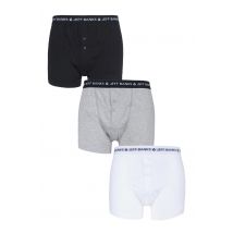 3 Pack Black / White / Grey Marlow Buttoned Boxer Shorts Men's Medium - Jeff Banks