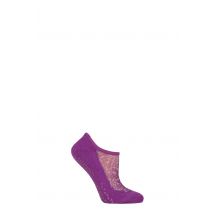 Women's 1 Pair Tavi Noir Maddie Organic Cotton Sheer Top Yoga Socks with Grip Violet Floral S
