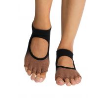 Women's 1 Pair ToeSox Bella Half Toe Organic Cotton Open Front Yoga Socks Clove Ombre 6-8.5 Ladies