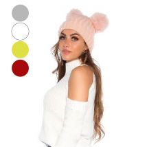 Bonnet Fashion Double Pompons design tricoté