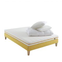 Ensemble enfant matelas, sommier, pieds, couette, oreiller - Aurore 200 140x200
