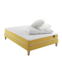 Ensemble adulte matelas, sommier, pieds, couette, oreiller - Aurore 400 140x190