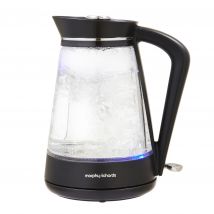 Morphy Richards 108004 Glass Jug Kettle Black Chrome Clear 1 7L 3kW
