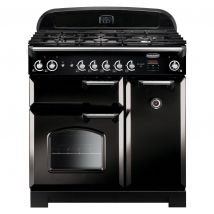 Rangemaster 116720 90cm Wide Classic Gas Range Cooker in Black with Ch