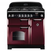 Rangemaster 116740 90cm Wide Classic Gas Range Cooker in Cranberry wit