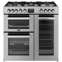 Belling 444411794 90cm Wide Cookcentre Dual Fuel Range Cooker in Stain