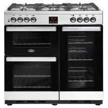 Belling 444444070 90cm Wide Cookcentre Dual Fuel Range Cooker in Stain