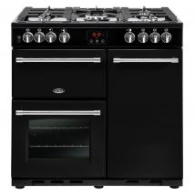Belling 444444121 90cm Wide Farmhouse Dual Fuel Range Cooker in Black