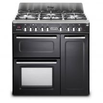 Delonghi D3VR908DFBL 90cm Wide Vintage Dual Fuel Range Cooker in Black