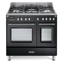 Delonghi DVTR906DFBL 90cm Wide Vintage Dual Fuel Range Cooker in Black