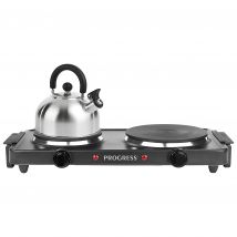 Progress EK4399P Electric Twin Hot Plate in Black 1000W 1500W