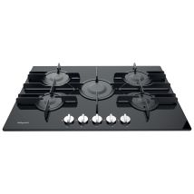 Hotpoint FTGHG751DHBK 75cm 5 Burner Gas Hob in Black Glass Wok Burner