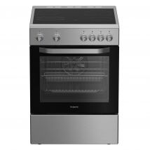 Indesit H6V5KMXUK 60cm Single Oven Electric Cooker in White 4 Zone Cer