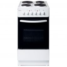 Haden HES50W 50cm Single Oven Electric Cooker in White Solid Plate Hob
