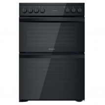 Indesit ID67V9KMBUK 60cm Double Oven Electric Cooker in Black Ceramic