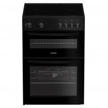 Indesit IDE6VMB 60cm Double Oven Electric Cooker in Black 4 Zone Ceram