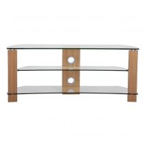 TTAP L640 1200 3O Vision Curve 1200mm TV Stand in Light Oak Clear Glas