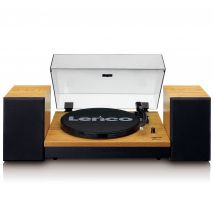 Lenco LS 300 Turntable Hi Fi Speakers in Wood with Bluetooth Connectiv