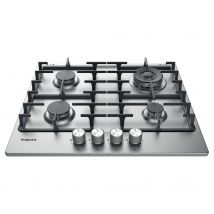 Hotpoint PPH60GDFIXUK 60cm 4 Burner Gas Hob in Stainless Steel Wok Bur