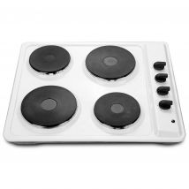 Montpellier SP601W 60cm 4 Zone Solid Plate Hob in White Includes 2 Rap