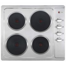 Montpellier SP601X 60cm 4 Zone Solid Plate Hob in Stainless Steel Incl