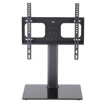 TTAP TT44F Black Glass Tabletop Pedestal TV Stand in Black