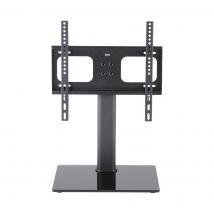 TTAP TT44S Black Glass Swivel Tabletop Pedestal TV Stand in Black