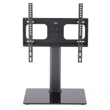 TTAP TT64F Black Glass Tabletop Pedestal TV Stand in Black