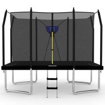 Air King Jump 7x 9ft Rectangular Trampoline with Safety Enclosure Black FREE Ladder & Basketball Game