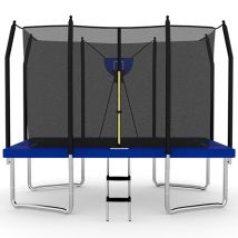 Air King Jump 5x7ft Rectangular Trampoline with Safety Enclosure Blue FREE Ladder & Basketball Game