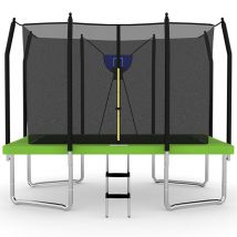 Air King Jump 7x 9ft Rectangular Trampoline with Safety Enclosure Green FREE Ladder & Basketball Game