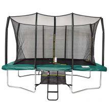 Air King Pro 8x12ft Rectangular Trampoline with Safety Enclosure Green – Free Ladder & Shoe Tidy