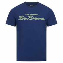 BEN SHERMAN Flocked Logo Mężczyźni T-shirt 0076268-ZMIERZCHDENIM