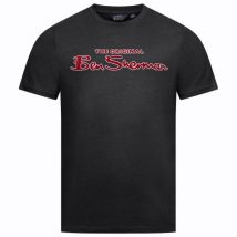 BEN SHERMAN Flocked Logo Mężczyźni T-shirt 0076268-CZARNY
